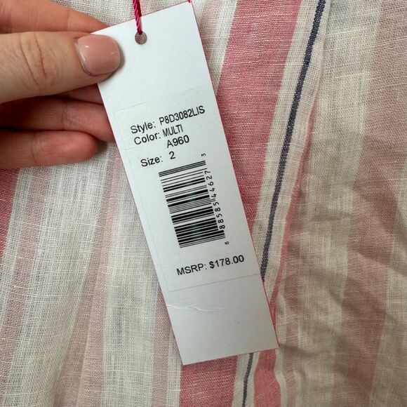 NWT Parker Sage Pink Striped 100% Linen High Waisted Shorts - Size 2 - Picture 9 of 9